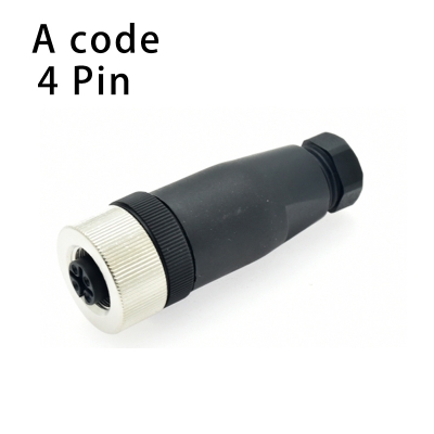 M12 4pin plastic straight female plug